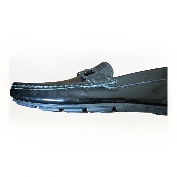 SALVATORE FERRAGAMO Black Patent Leather Horsebit Driving Loafers Women's 7.5 2A - Picture 8 of 13